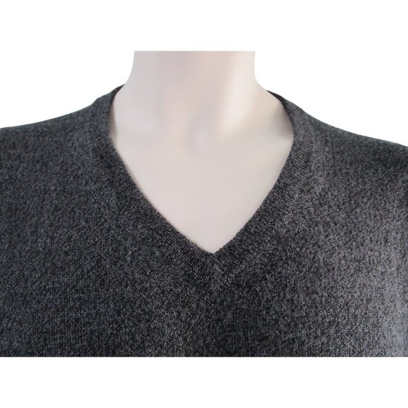 Calvin Klein Extra Fine Merino Sweater Heathered Charcoal V Neck Mens Large EUC - Picture 5 of 16
